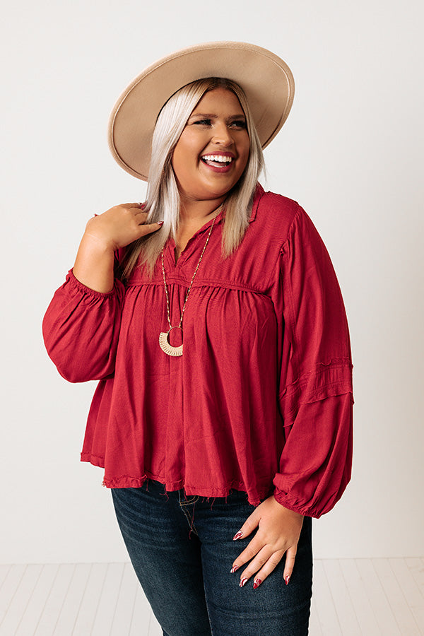 The Bayle Babydoll Shift Top in Wine Curves Image - 3