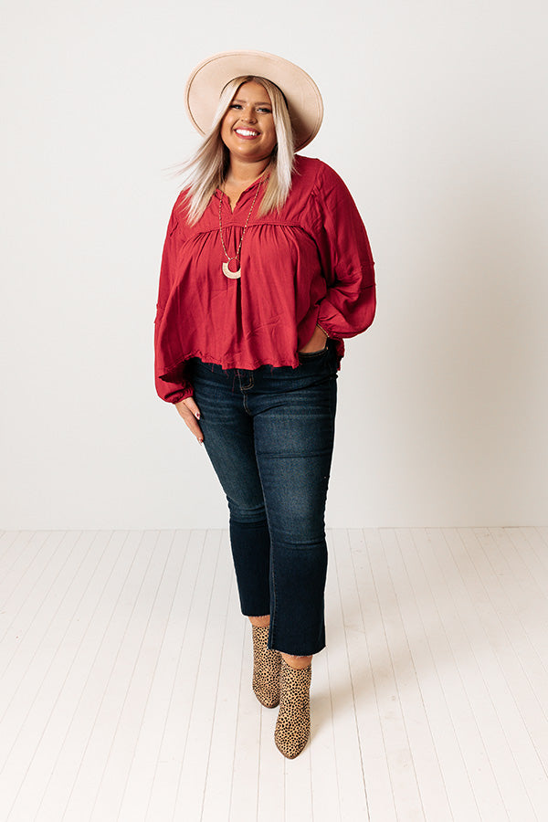 The Bayle Babydoll Shift Top in Wine Curves Image - 5