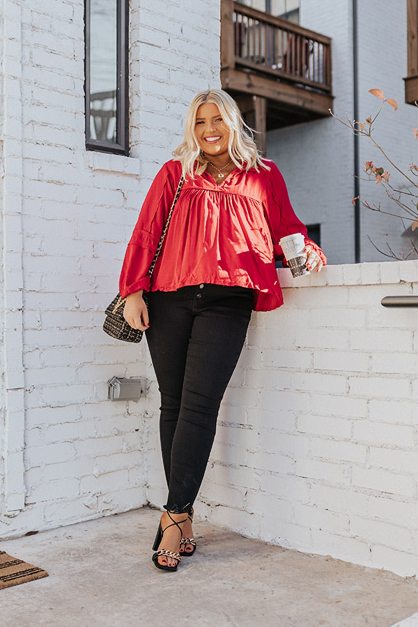 The Bayle Babydoll Shift Top in Wine Curves Image - 1