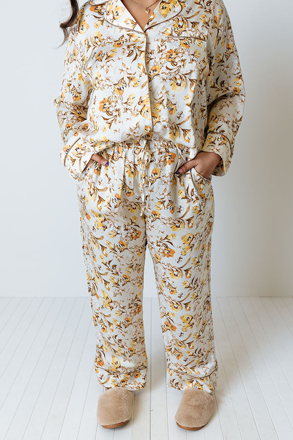 Ready To Wind Down Floral Pants In Light Stone Curves Image - 1