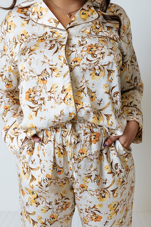 Ready To Wind Down Floral Pants In Light Stone Curves Image - 4