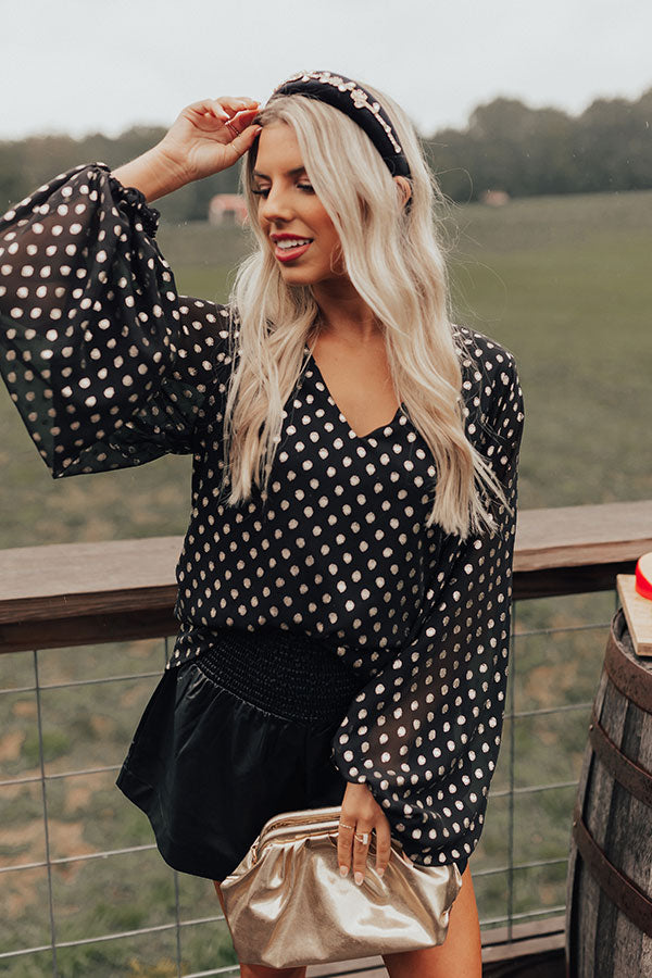 Style A La Mode Polka Dot Shift Top in Black Image - 1