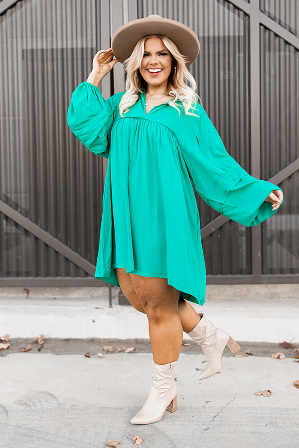 Style Code Babydoll Dress in Emerald Curves Image - 2