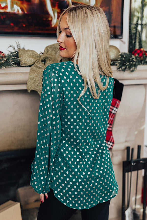 Style A La Mode Polka Dot Shift Top in Hunter Green Image - 4