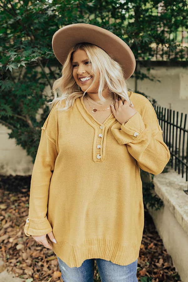 Autumn Affair Knit Sweater In Light Mustard Curves