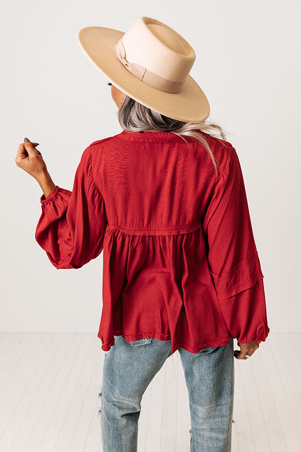 The Bayle Babydoll Shift Top in Wine Image - 5