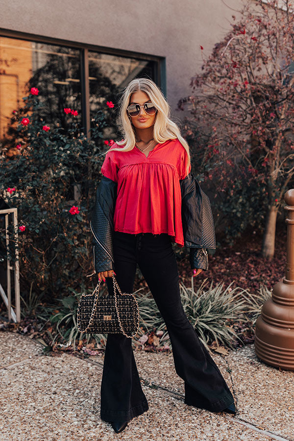 The Bayle Babydoll Shift Top in Wine Image - 2