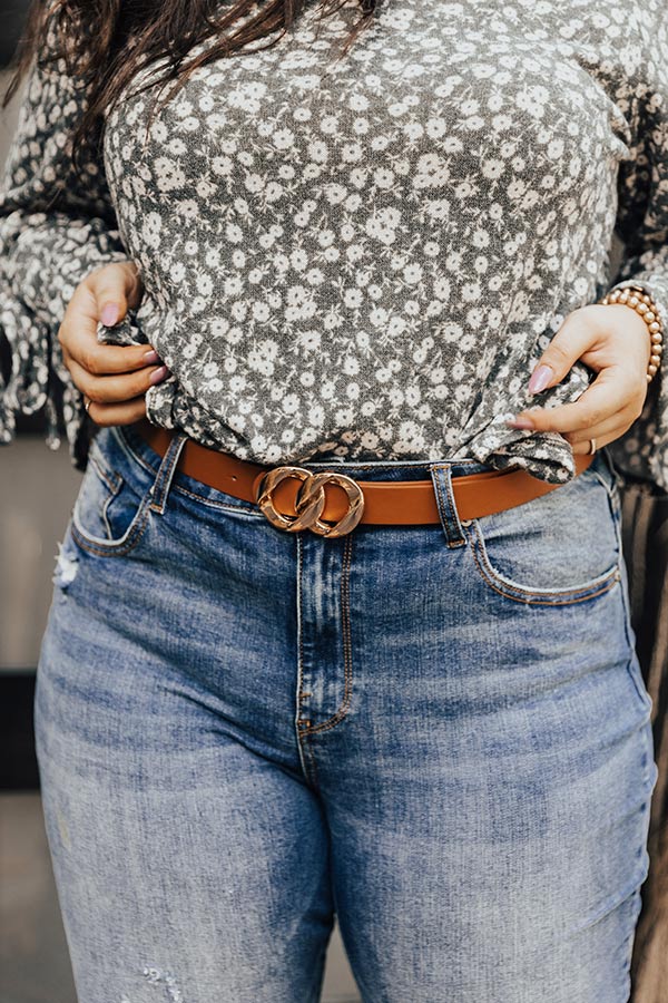 Flight Mode Faux Leather Belt In Brown Curves Image - 2