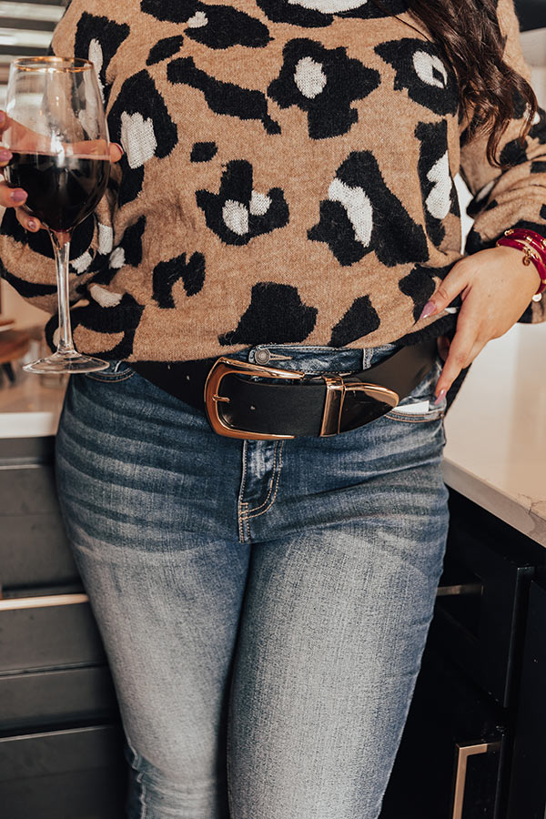 Simmering Love Faux Leather Belt In Black Curves