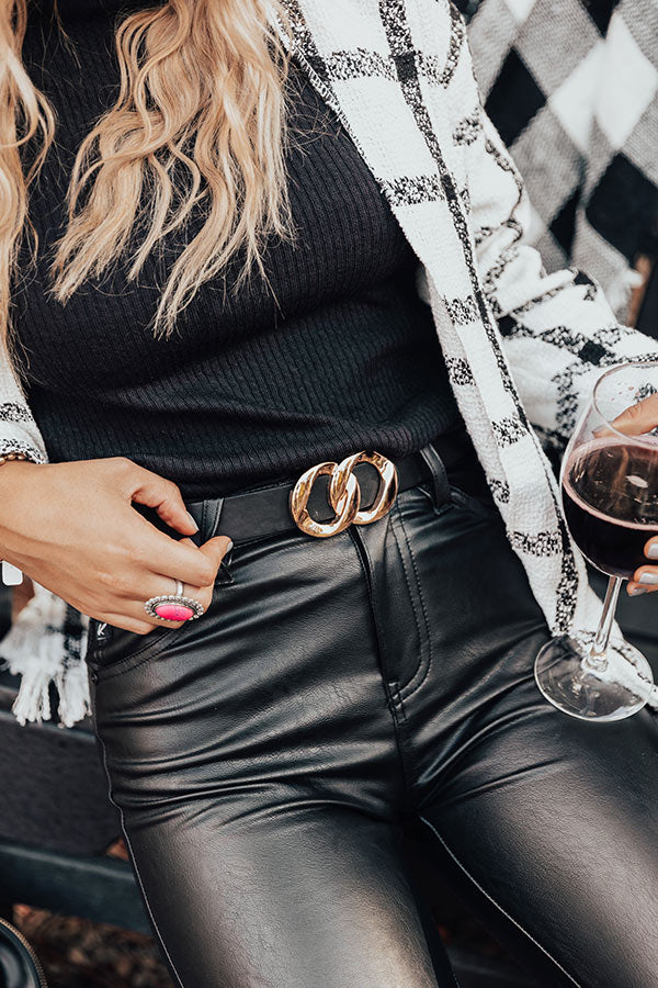 Flight Mode Faux Leather Belt In Black
