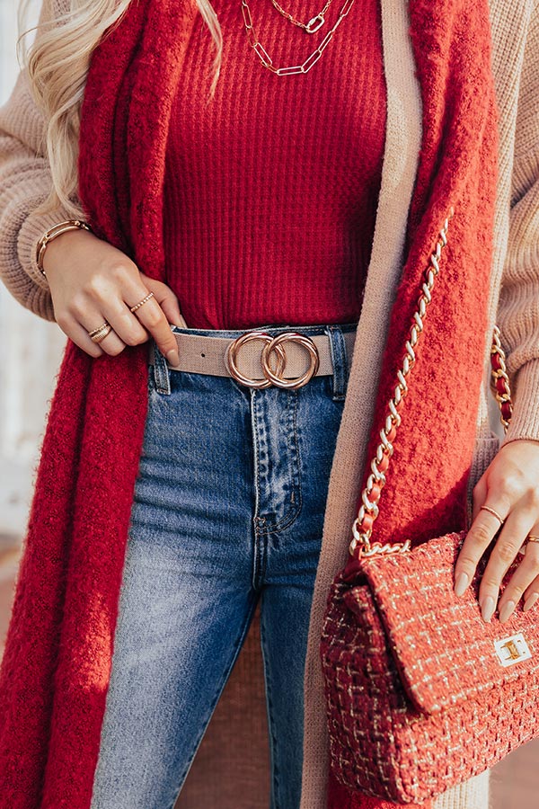 Watch You Go Faux Leather Belt In Birch