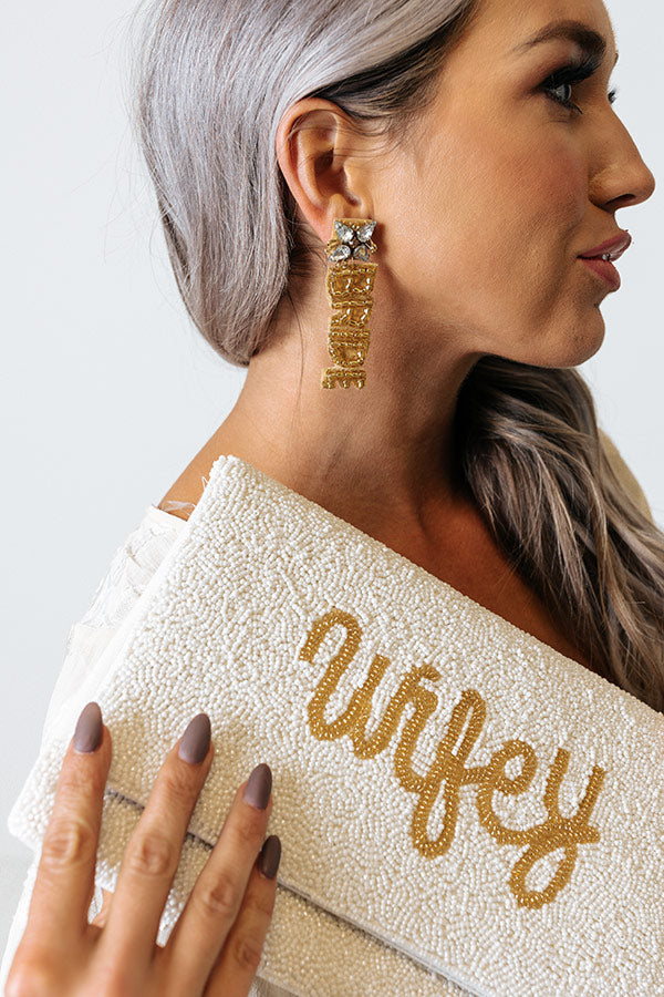 Bride Beaded Earrings In Gold Image - 1