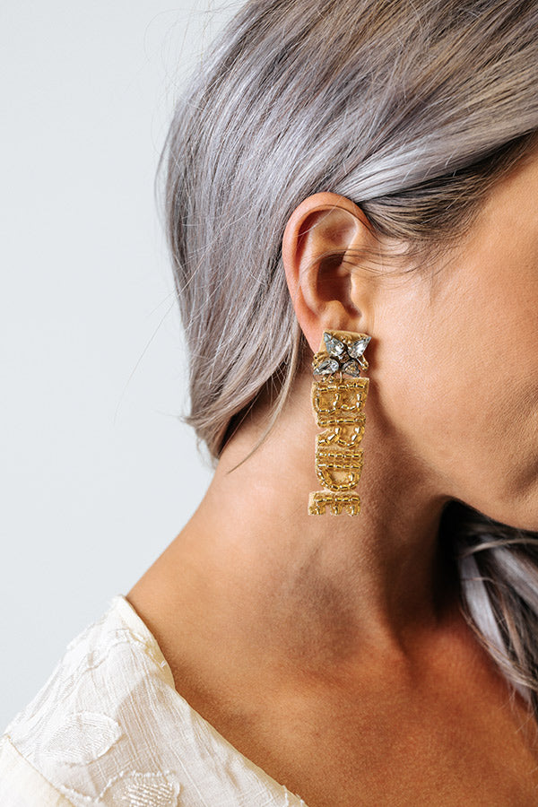 Bride Beaded Earrings In Gold Image - 2