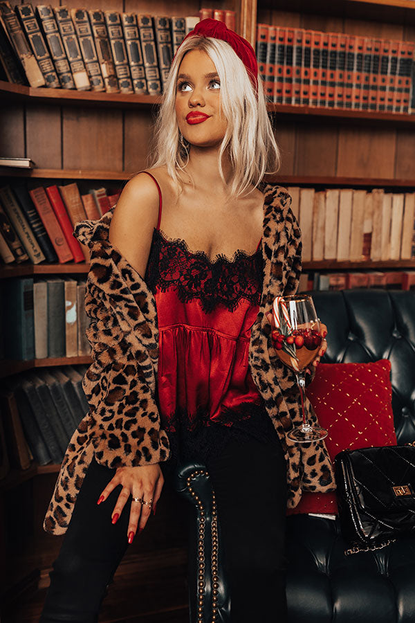 The Sansa Lace Trim Tank In Red Image - 1