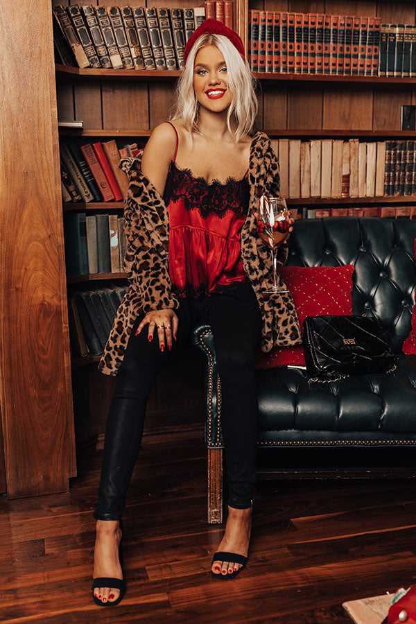 The Sansa Lace Trim Tank In Red Image - 2