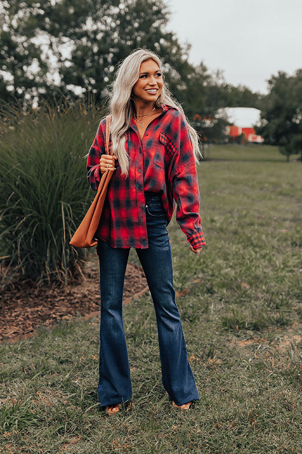Fall Hike Flannel Top In Red Image - 2