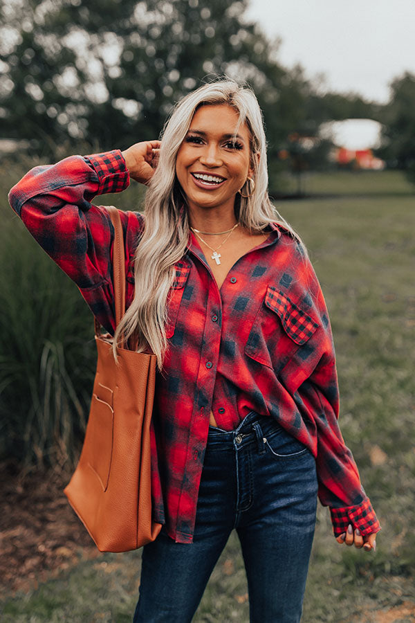 Fall Hike Flannel Top In Red Image - 1