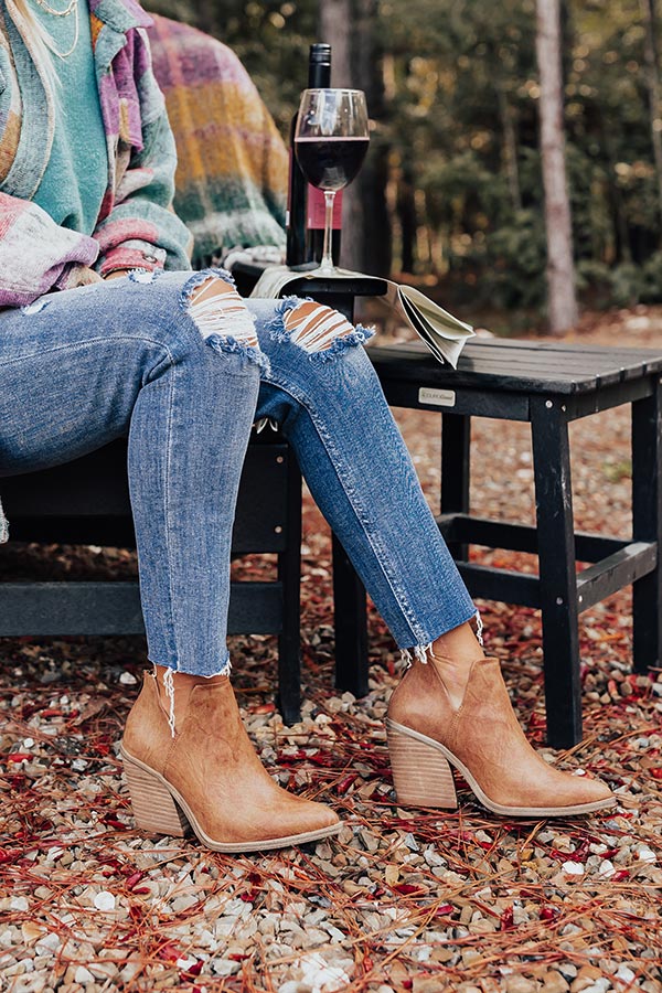 The Jackson Faux Leather Bootie In Brown