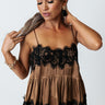 The Sansa Lace Trim Tank In Mocha Image - 1