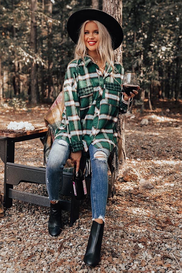 Fall Hike Flannel Top In Green