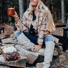 Pumpkin Bonfire Flannel Top In Warm Taupe Image - 1