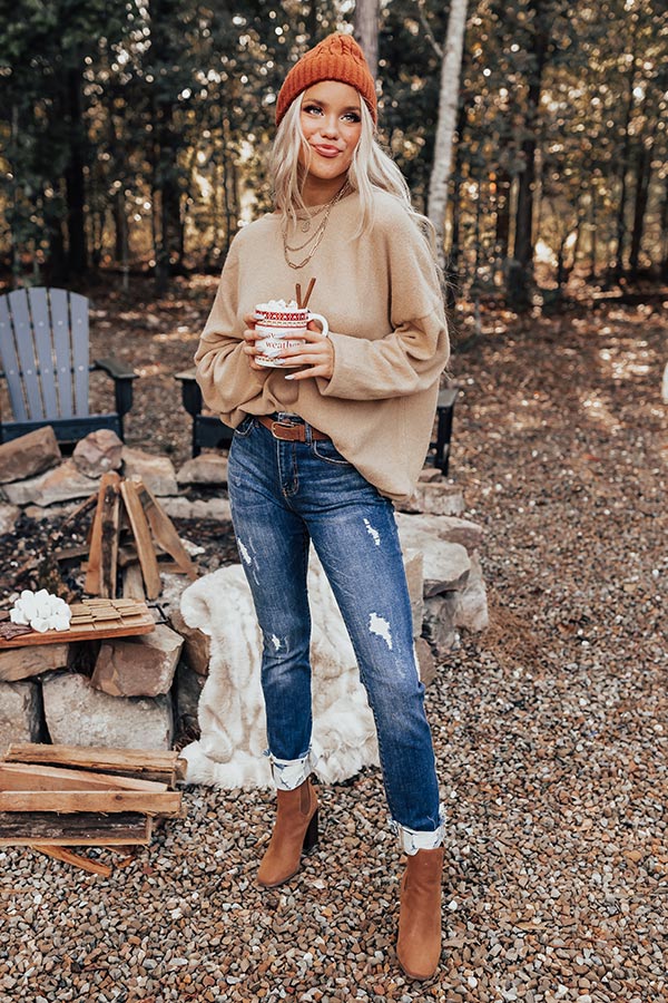 Simply At Ease Shift Sweater In Beige