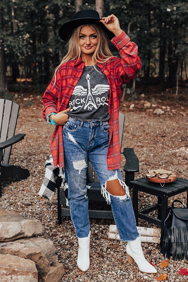 Worth Your Time Flannel Top In Red Image - 1
