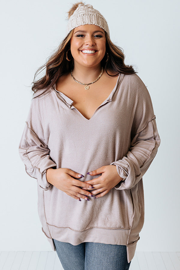 Sundown Chill Sweatshirt In Warm Taupe Curves