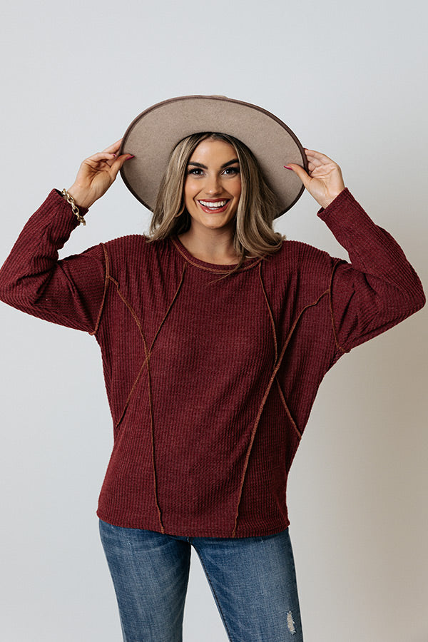 On Mountain Time Waffle Knit Top Image - 2