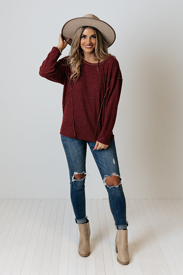 On Mountain Time Waffle Knit Top Image - 1