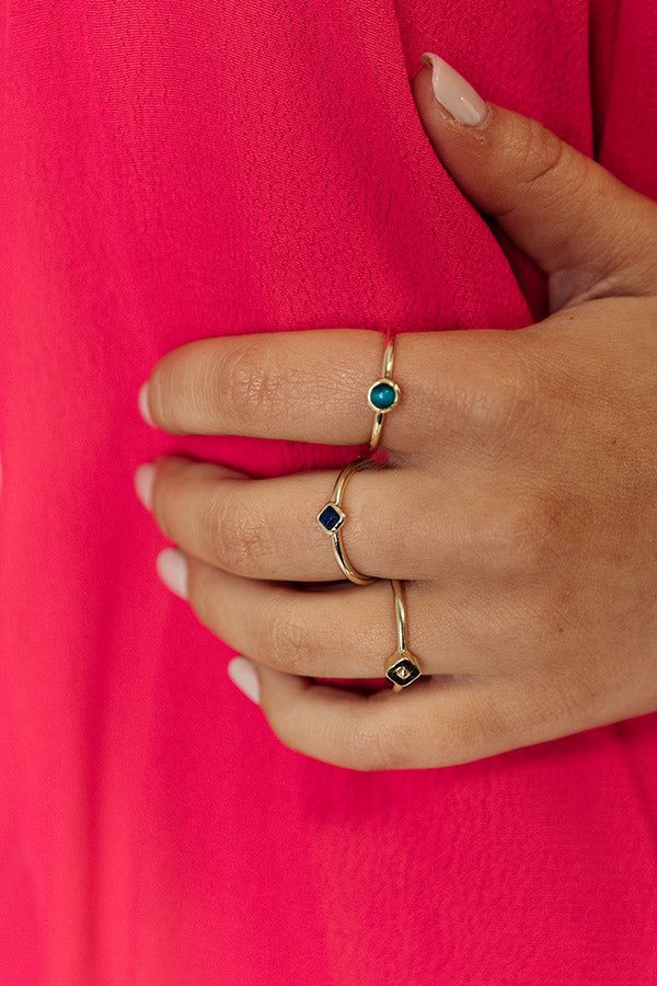 Kendra Scott Gemma Ring Set Of 3 in Teal Mix Image - 2