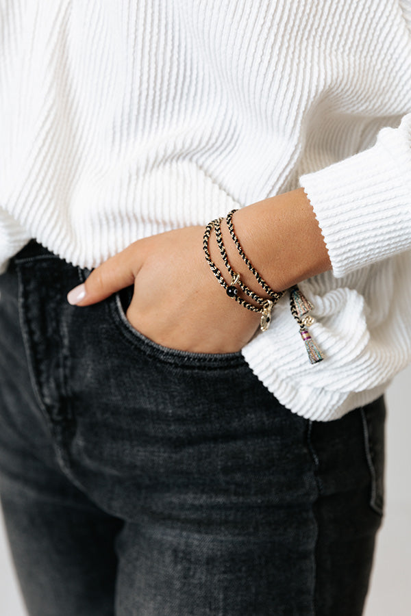Kendra Scott Shiva Gold Wrap Bracelet in Black Banded Agate Image - 1