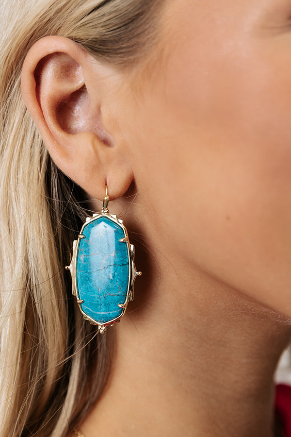 Kendra Scott Baroque Ella Gold Drop Earrings in Teal Howlite Image - 2