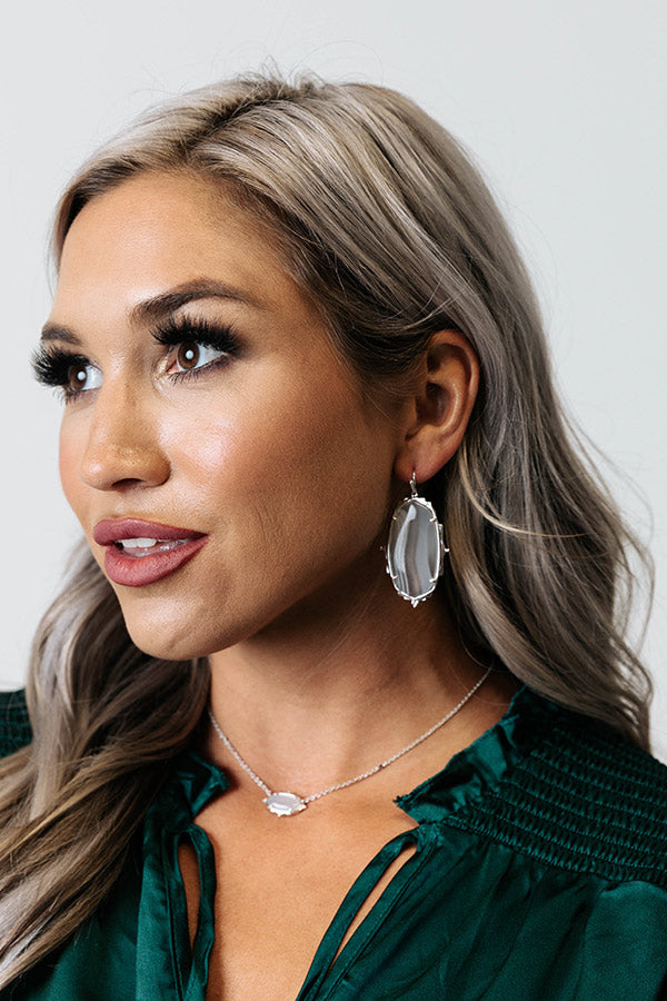 Kendra Scott Baroque Ella Silver Drop Earrings in Gray Banded Agate Image - 1