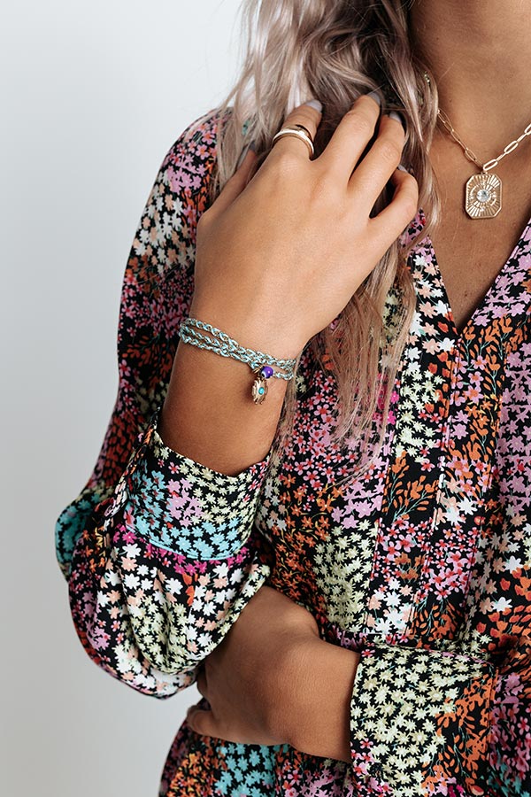Kendra Scott Shiva Vintage Gold Wrap Bracelet in Teal Howlite Image - 1