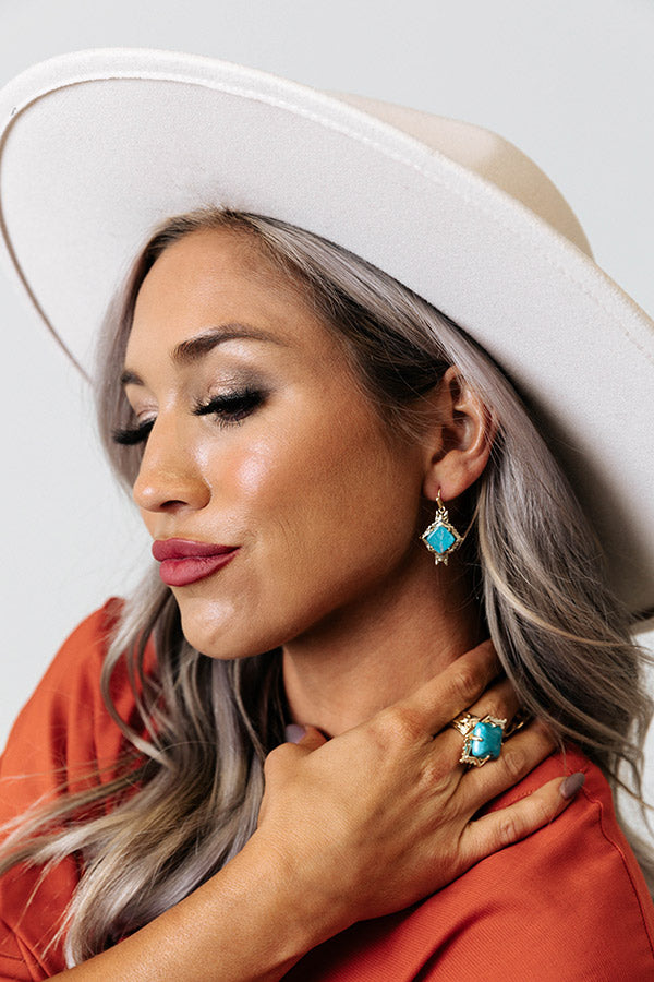 Kendra Scott Cass Gold Drop Earrings in Teal Howlite Image - 1