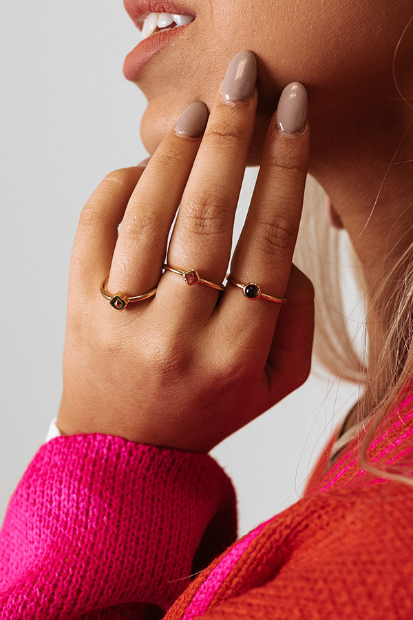 Kendra Scott Gemma Vintage Gold Ring Set Of 3 in Plum Mix Image - 1