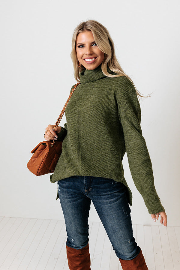 Around The Campfire Shift Top In Olive