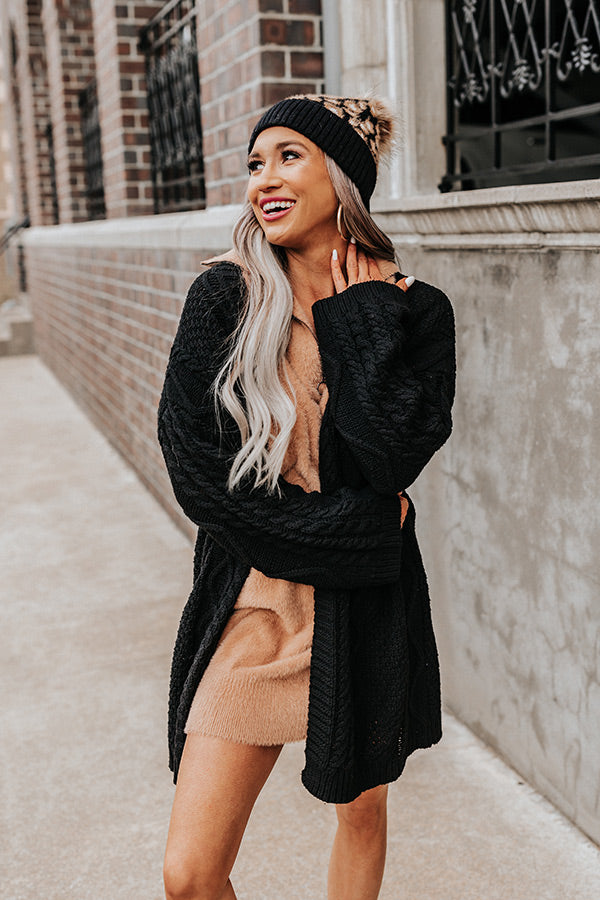 Iced Coffee Life Knit Cardigan In Black