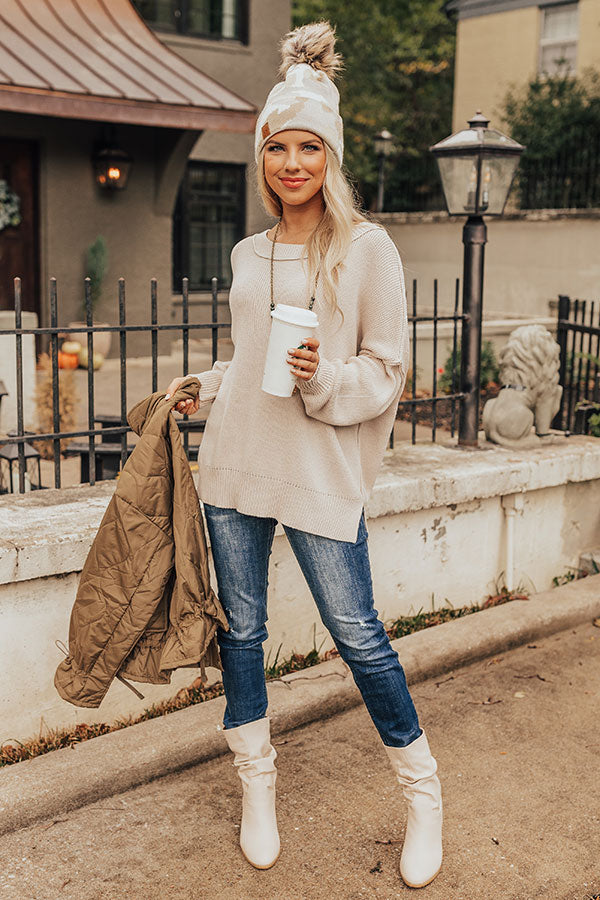 Mind Your Manners Knit Sweater In Birch