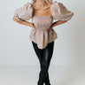 Perfect Charade Smocked Top In Light Taupe Image - 1