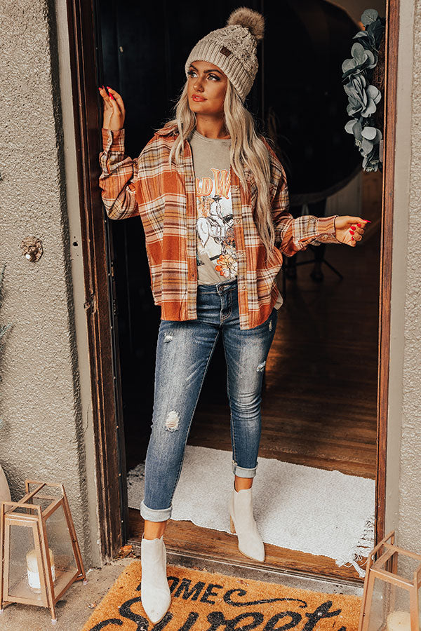 Fall Time On My Mind Plaid Button Up Image - 1