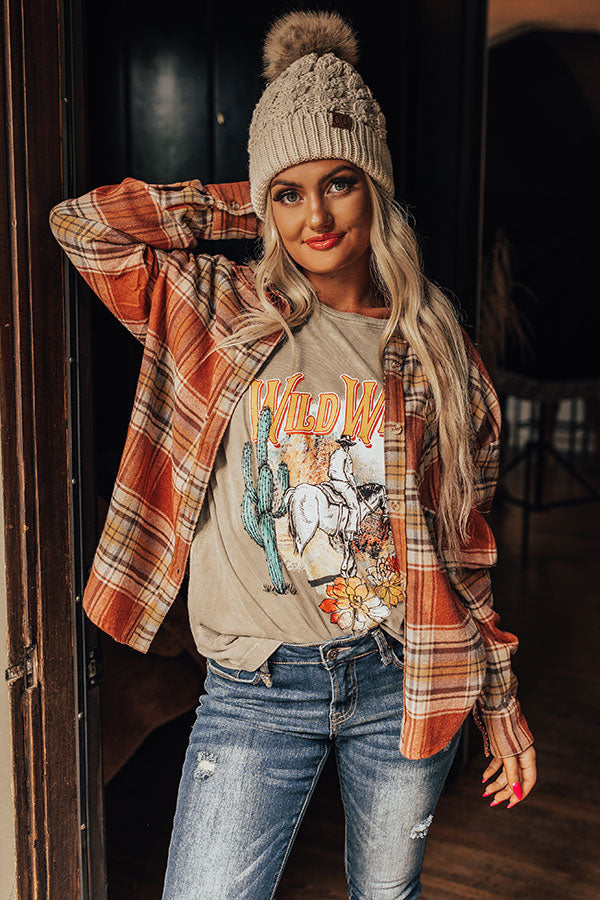 Fall Time On My Mind Plaid Button Up Image - 2