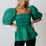 Perfect Charade Smocked Top In Jade Image - 1