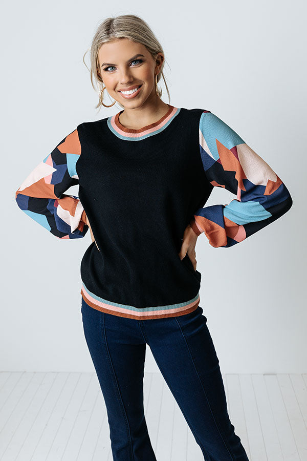 Dating Game Sweater Top in Black Image - 3