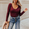 Candy Apple Dip Ribbed Top In Wine Image - 1