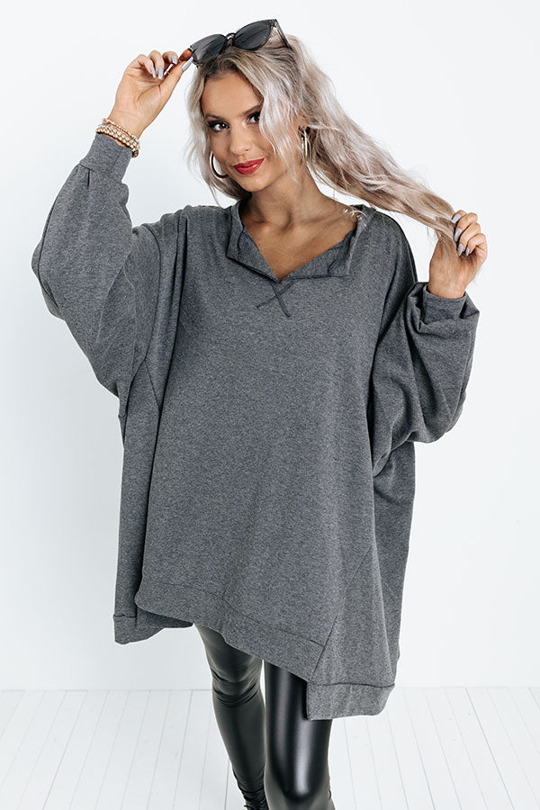 Brisk Stroll Tunic Sweatshirt in Dark Grey Image - 2