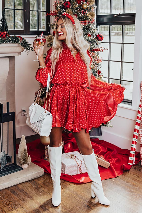 Charming Life Polka Dot Dress in Red