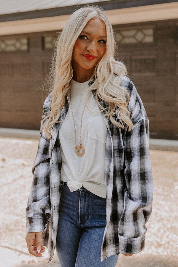 Fall Hike Flannel Top In White Image - 2