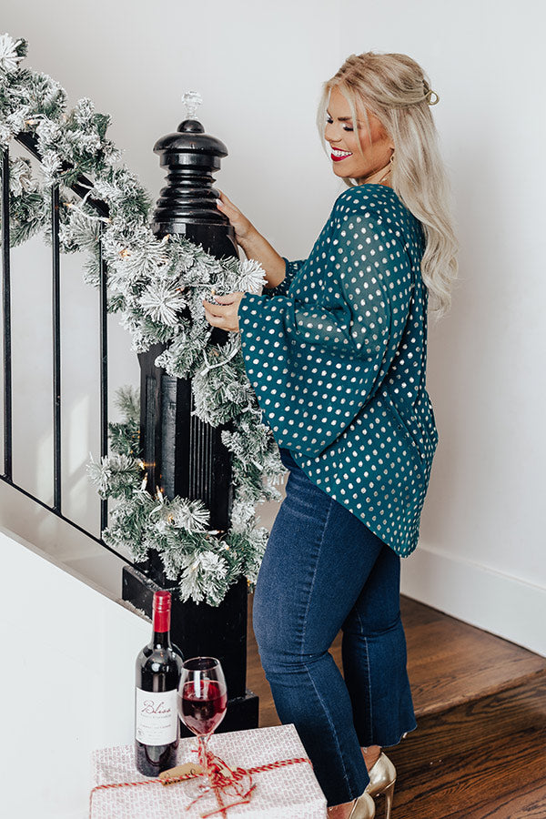 Style A La Mode Polka Dot Shift Top in Hunter Green Curves Image - 2